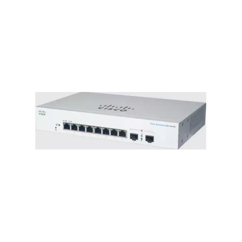 Pārvaldīts L2 Gigabitu Ethernet slēdzis Cisco CBS220-8T-E-2G — 8x RJ-45 10/100/1000, 2x SFP, 1U, 20 Gbit/s, 8192 MAC