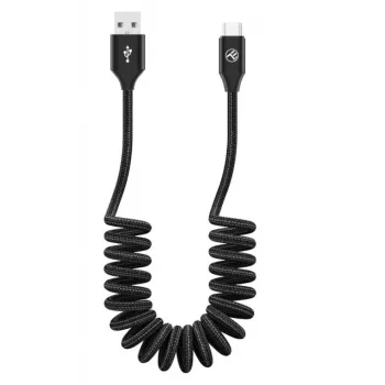 USB uz USB-C datu kabelis Tellur izvelkams 3A 1,8 m melns