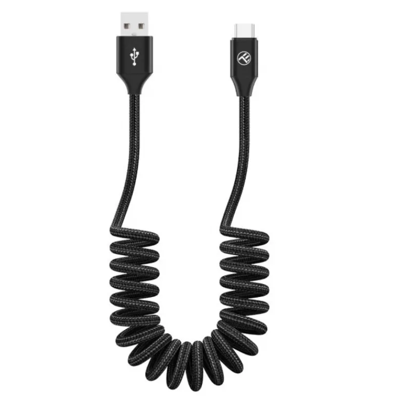 USB uz USB-C datu kabelis Tellur izvelkams 3A 1,8 m melns