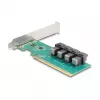DELOCK PCIe x16 bifurkācijas karte uz 4× iekšēju SFF-8643 NVMe, zema profila