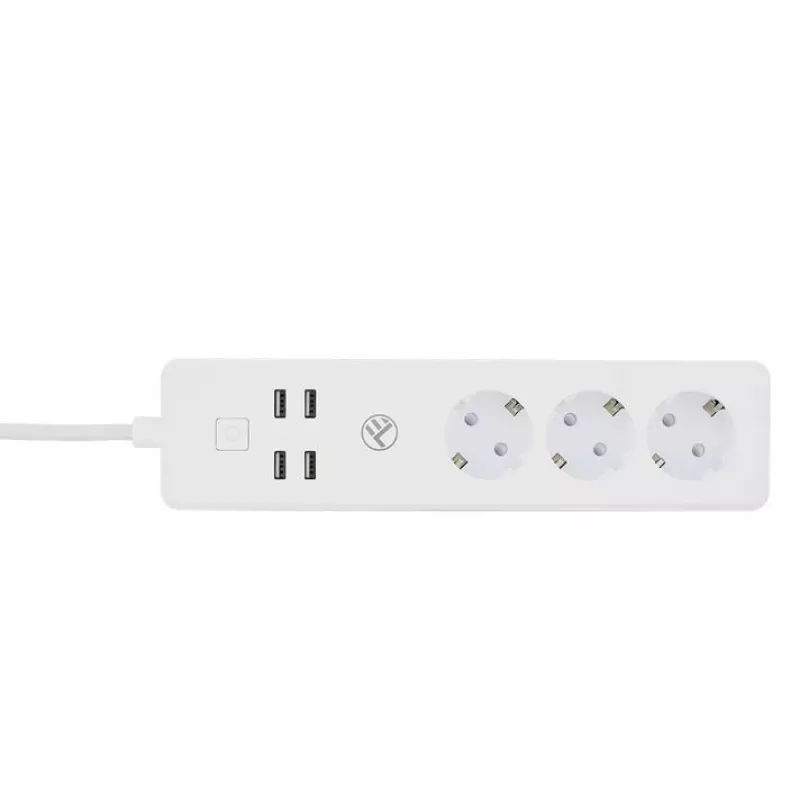 Strāvas sadalītājs Tellur — WiFi viedais strāvas sadalītājs ar 3 maiņstrāvas rozetēm un 4 USB pieslēgvietām (4 A)