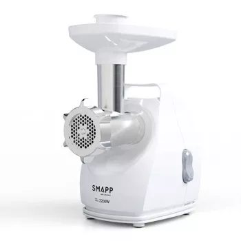 Elektriskā gaļasmašīna SMAPP 490.8 — 2200 W, 1 ātrums, 3 sieti (Ø 2.7–8 mm), balta