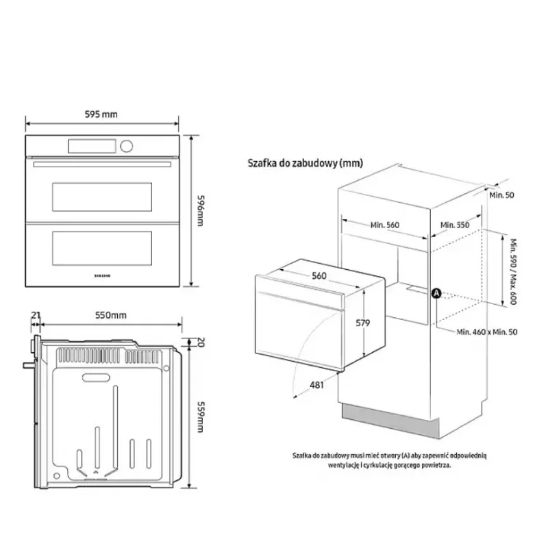 Iebūvējamā elektriskā cepeškrāsns Samsung NV7B42251AK — energoefektivitātes klase A+