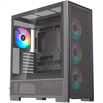 PC korpuss Silentware Air 2000 A-RGB Melns — mid-tower, rūdīta stikla sānu panelis