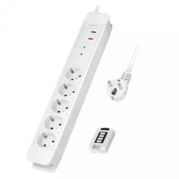 LogiLink LPS402 strāvas pagarinātājs 1,5 m 5 maiņstrāvas rozetes iekštelpām balta