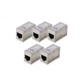 Digitus CAT 6 modulārie savienotāji, ekranēti, 5 gab., RJ-45, zelta kontakti, sudraba