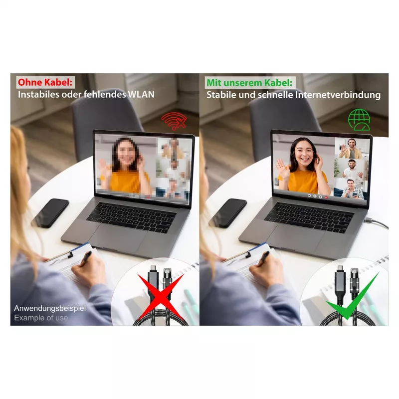 Good Connections Ethernet-kabelis USB-C RJ45, antracīta, 5,0 m