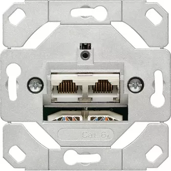 Kontaktligzda Gira 245200 — 2×RJ-45 Cat6a, metāliska apdare