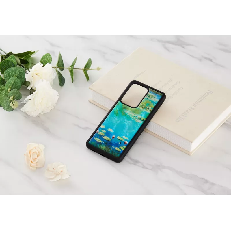 Aizsargtelefona maciņš iKins Samsung Galaxy S20 Ultra — melna ūdensrožu apdruka