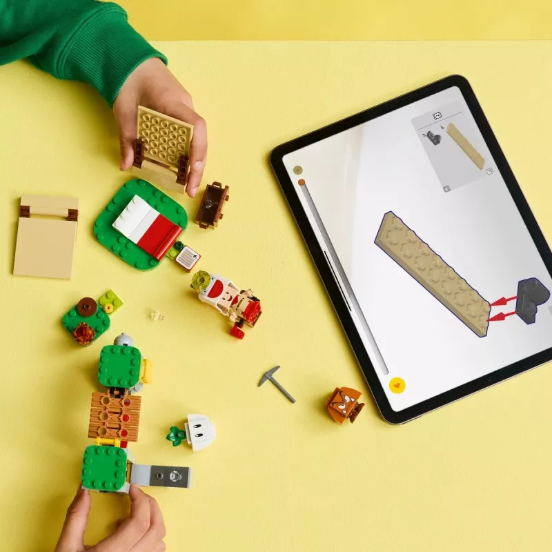 Konstrukciju rotaļlieta LEGO Captain Toad's Camp komplekts 72040 ar interaktīvām Super Mario funkcijām