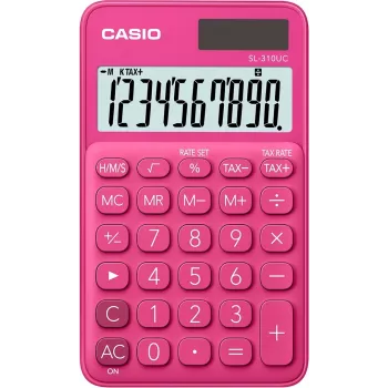 CASIO kabatas kalkulators SL-310UC-RD sarkans, 10 ciparu displejs