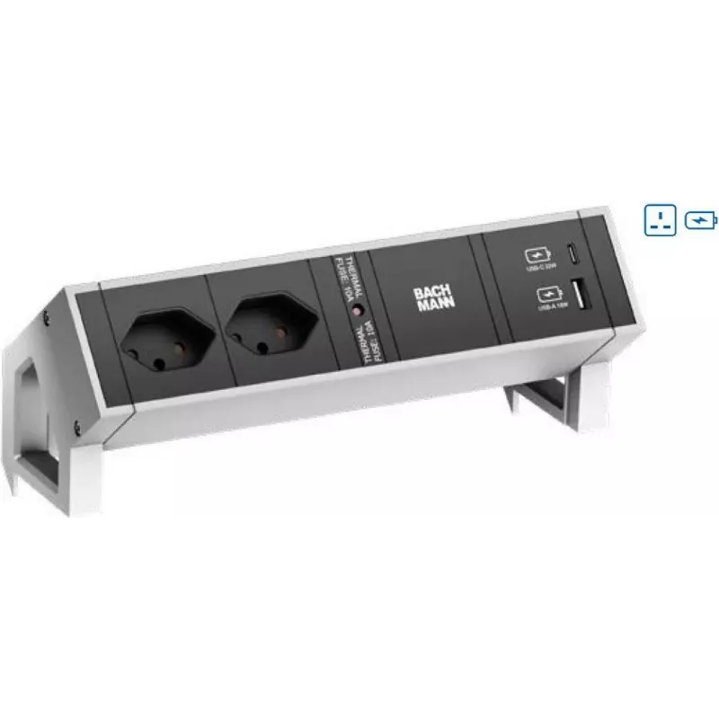Bachmann DESK2 2xUK 1xUSB A&C 22W 0,2m (902.913)
