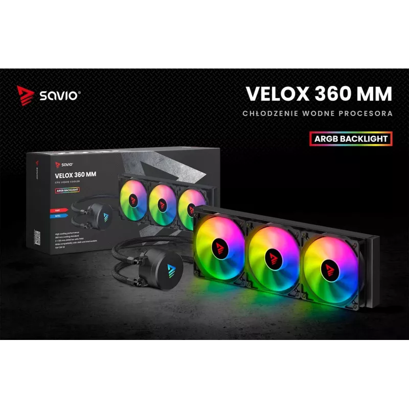 SAVIO VELOX 360mm CPU šķidruma dzesētājs ar ARGB