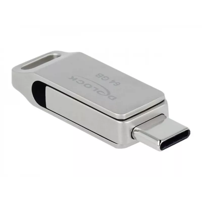 DeLOCK USB zibatmiņa 64GB USB-C Type-A grozāma metāla korpusā