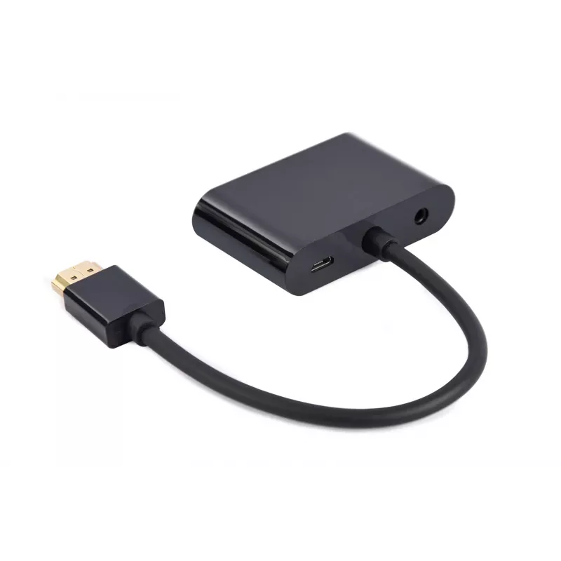 HDMI uz VGA adapteris GEMBIRD A-HDMIM-HDMIFVGAF-01, HDMI vīrišķais uz VGA izeju, 0,15 m, melns