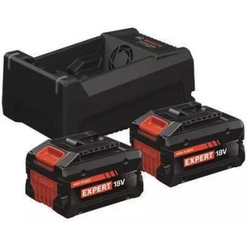 EXPERT Starter-Set 2x EXBA 18V-55 + Dual-Voltage-Charger GAL 12V/18V-80 (melns, 2x litija jonu akumulators 5,5 Ah, AMPShare Alliance)