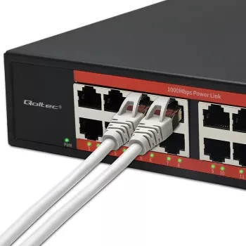 Tīkla slēdzis QOLTEC 52364 — Gigabit Ethernet PoE 16xRJ45, 2xSFP
