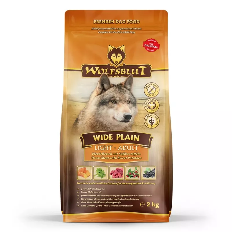 WOLFSBLUT Wide Plain Light Horse ar saldajiem kartupeļiem - sausā suņu barība - 2kg