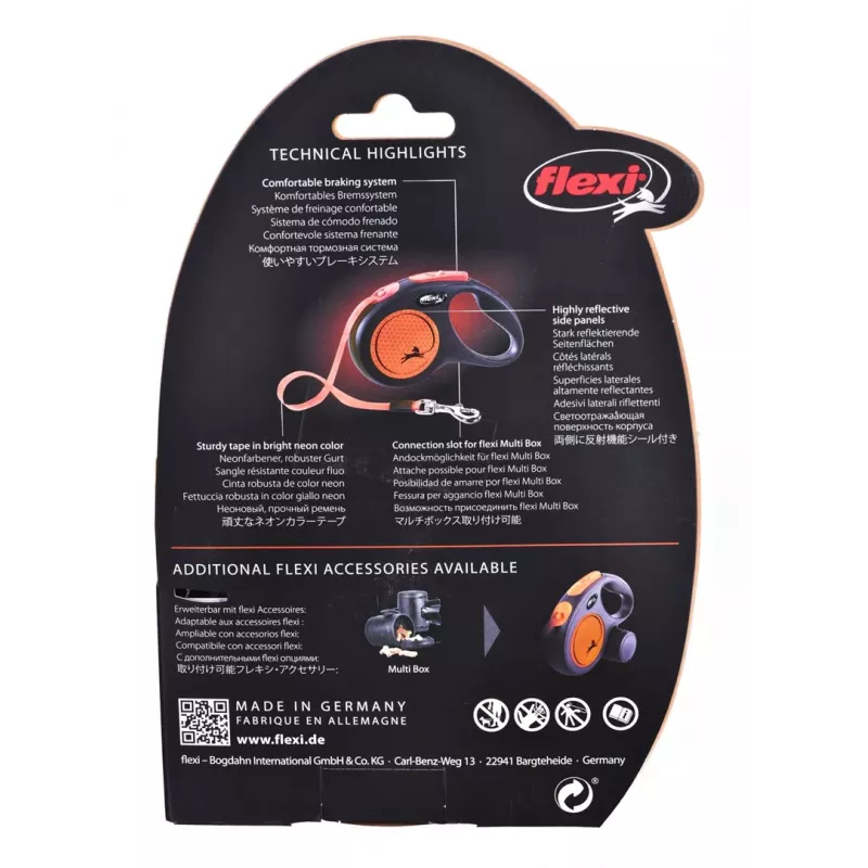 FLEXI jauna Neon M - ievelkama pavada - 5 m