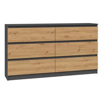 Kumode Top e Shop M6 140 ANT/ART, 6 atvilktnes, Antracīta ozols, 1380×750×400 mm