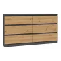 Kumode Top e Shop M6 140 ANT/ART, 6 atvilktnes, Antracīta ozols, 1380×750×400 mm