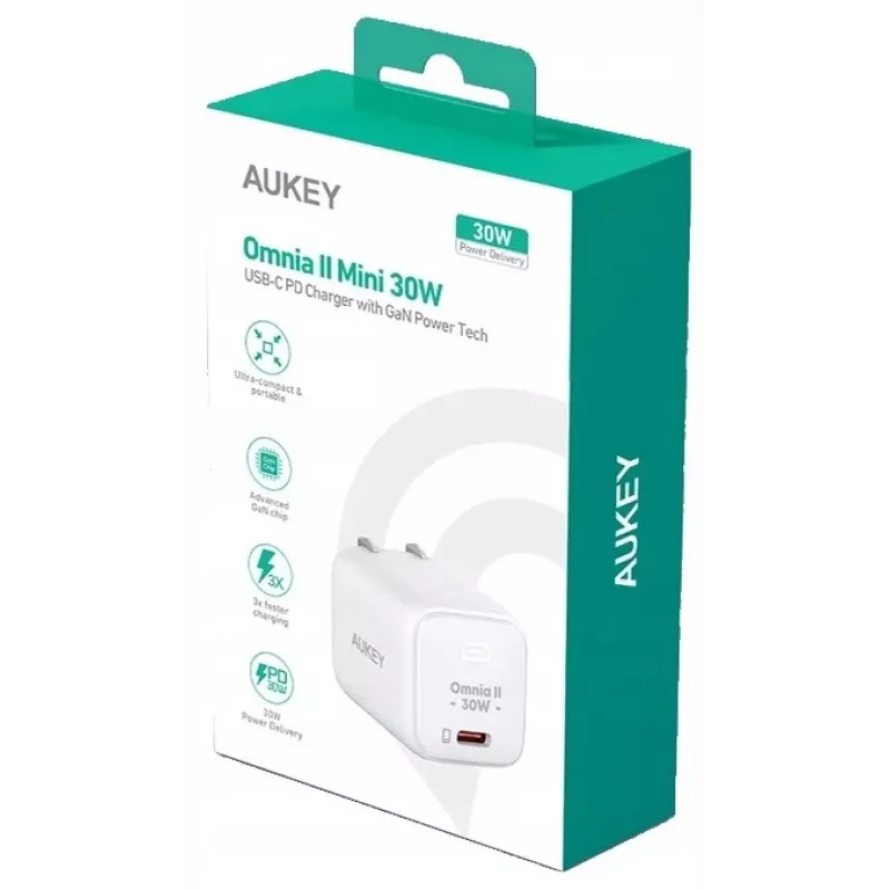 Sienas lādētājs PA-B1L Balts Omnia II Mini 1xUSB-C PowerDelivery 30W 5A