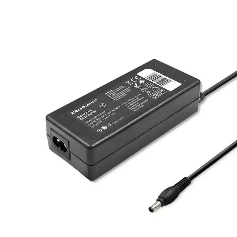 Qoltec 50015.60W Barošanas adapteris Samsung | 60W | 19V | 3,15A | 5,5*3,5+pin | + strāvas kabelis