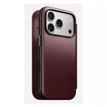Mobilā tālruņa vāciņš Nomad Modern Leather Folio priekš Apple iPhone 17 Pro, 6,3 collas (16 cm), ādas, bordo