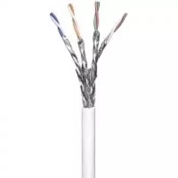 Wentronic Goobay CAT 6 tīkla kabelis, S/FTP (PiMF), balts, 100 m - CCA vara maisījums, AWG 23/1 (cietais), LSZH (94222)