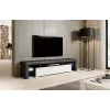 TV statīvs Cama Meble TORO 200 — 2000×350×410 mm, pelēka virsma no skaidu plātnes, pelēks/balts spīdums