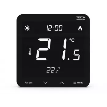Vadu divstāvokļu telpas termostats ST-297z v3 Tech Controllers — padziļinājumā montējams, melns