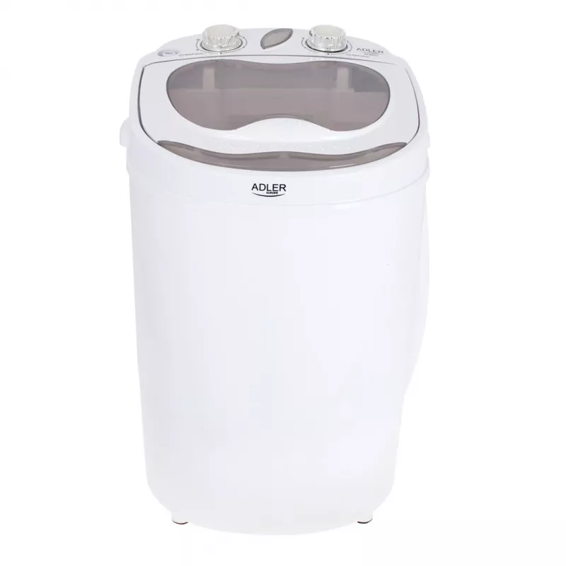 Veļas mašīna ar augšējo ielādi Adler AD 8055, pārnēsājama ar 3 kg ietilpību, krēmkrāsā, rotējoša vadība, 150 W