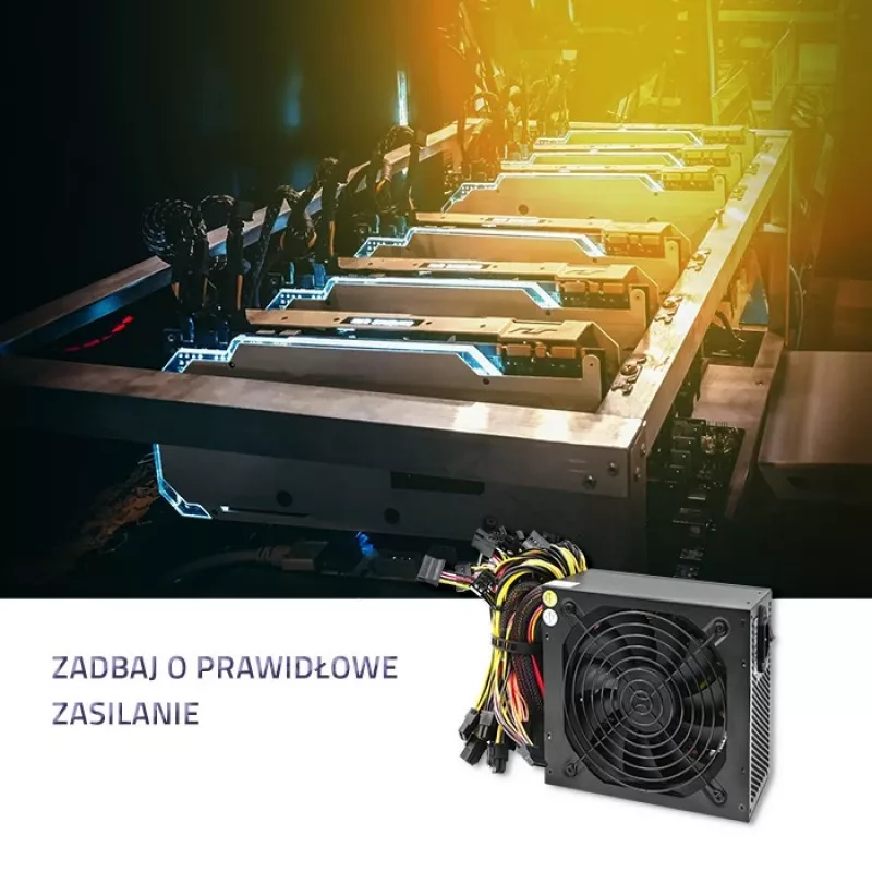 Barošanas bloks QOLTEC Gaming Miner 1600W Gold, 1600 W, ATX, zelta efektivitāte