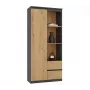 Top e Shop RS-80 BILY biroja grāmatu skapis, antracīta rāmis, amatniecības ozolkoka durvis, 7 plaukti, 2 atvilktnes, 1800×800×350 mm