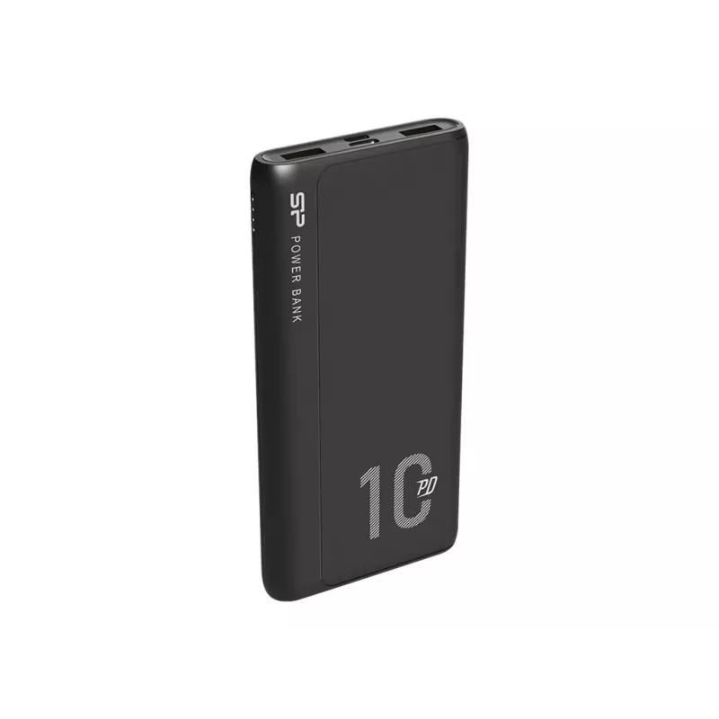 Portatīvais lādētājs Silicon Power QP15 10000 mAh, LiPo, 2x USB-A + 2x USB-C, Micro-USB ieeja, melns