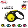 Izvelkama pavada Flexi New NEON 5 m - lentes pavada, maziem suņiem līdz 15 kg, melna/dzeltena