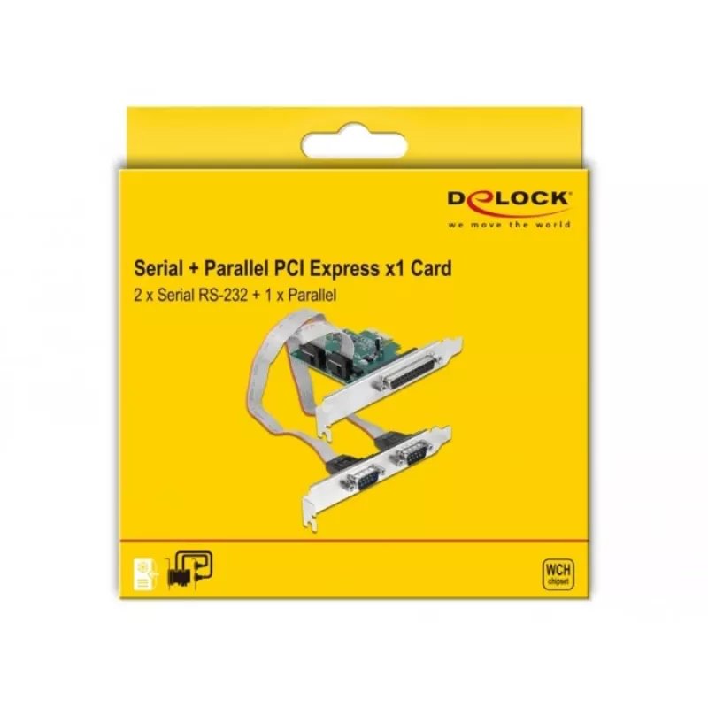 DeLOCK - Adapter Parallel/Serial - PCIe 1,1 Low-Profile - paralēlais x 1 + Seriālais x 2 (90413)