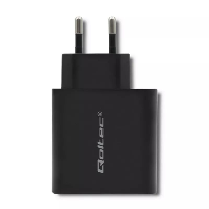 Strāvas adapteris QOLTEC 51717 45W 20V 3A maiņstrāvas iekštelpu lādētājs viedpulkstenim, melns