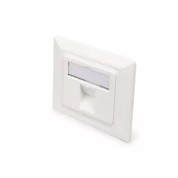 Digitus | Sienas plāksne Keystone moduļiem, Vācu tips, vidējā plāksne 50x50 mm, rāmis 80x80 mm | DN-93811