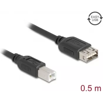 USB 2.0 kabelis DELOCK 81529, USB B uz USB A, 0.5 m, melns