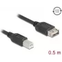 USB 2.0 kabelis DELOCK 81529, USB B uz USB A, 0.5 m, melns