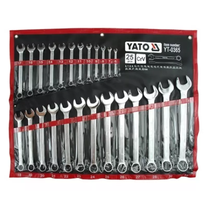 6–32 mm plakano uzgriežņu atslēgu komplekts, 25 gab., Yato YT-0365