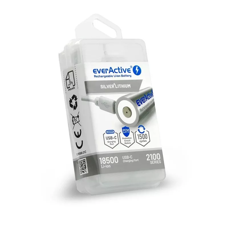 Akumulatora baterija 18500 3,7V Li-ion 2100mAh ar USB-C