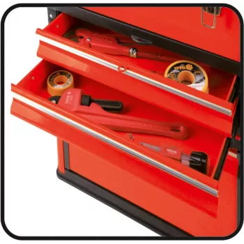 Instrumentu kaste YATO YT-09107 metāla 495x252x180 mm, melna/sarkana, 6 kg, 2 nodalījumi, aizslēdzama