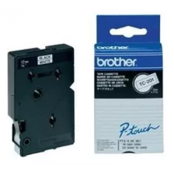 Brother Gloss Laminated Labelling Tape - 12mm, melns/balts, 10 gab. lente etiķešu izgatavošanai TC
