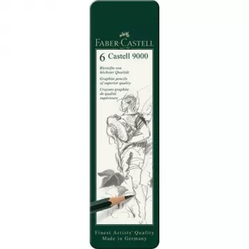 Grafīta zīmulis Faber-Castell 9000 zaļa Wood, 6 gab.