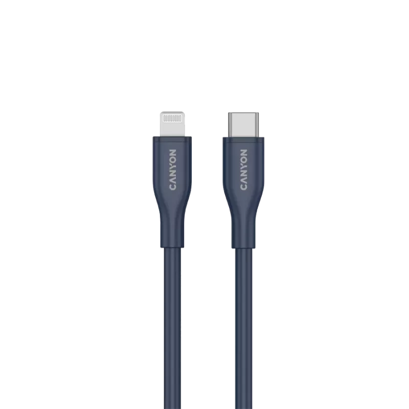 USB‑C uz Lightning kabelis CANYON CLNM60 60W MFi 1 m silikona zils