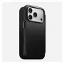 Mobilā tālruņa ādas vāciņš Nomad Modern Leather Folio Cover iPhone 17 Pro, 16 cm (6,3 collas), melns, 4 karšu kabatiņas