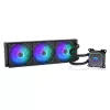 Universāls šķidruma dzesētājs ENDORFY Navis F360 ARGB melns — 360 mm radiators, 3x 120×25 mm ventilatori, 250–1800 apgr./min, sūknis 1600–2600 apgr./min, atbalsta LGA 1700/AM5/AM4