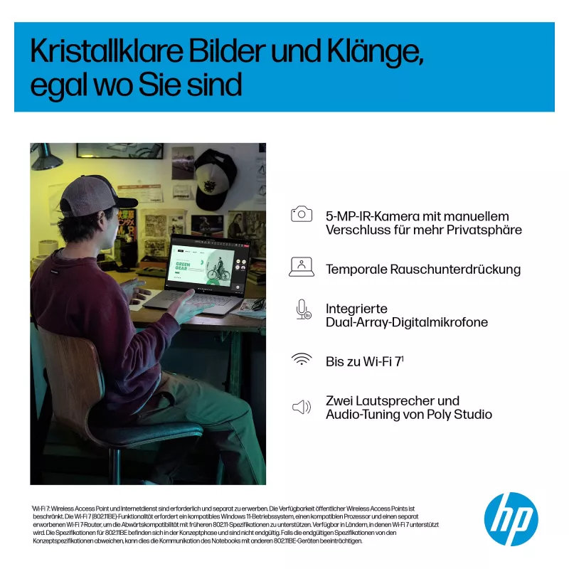 HP OmniBook BZ8L0EA 16 piezīmjdators - 5 GHz 40,6 cm - 1 TB SSD - 32 GB RAM - skārienekrāns - Windows 11 Home (BZ8L0EA#ABD)